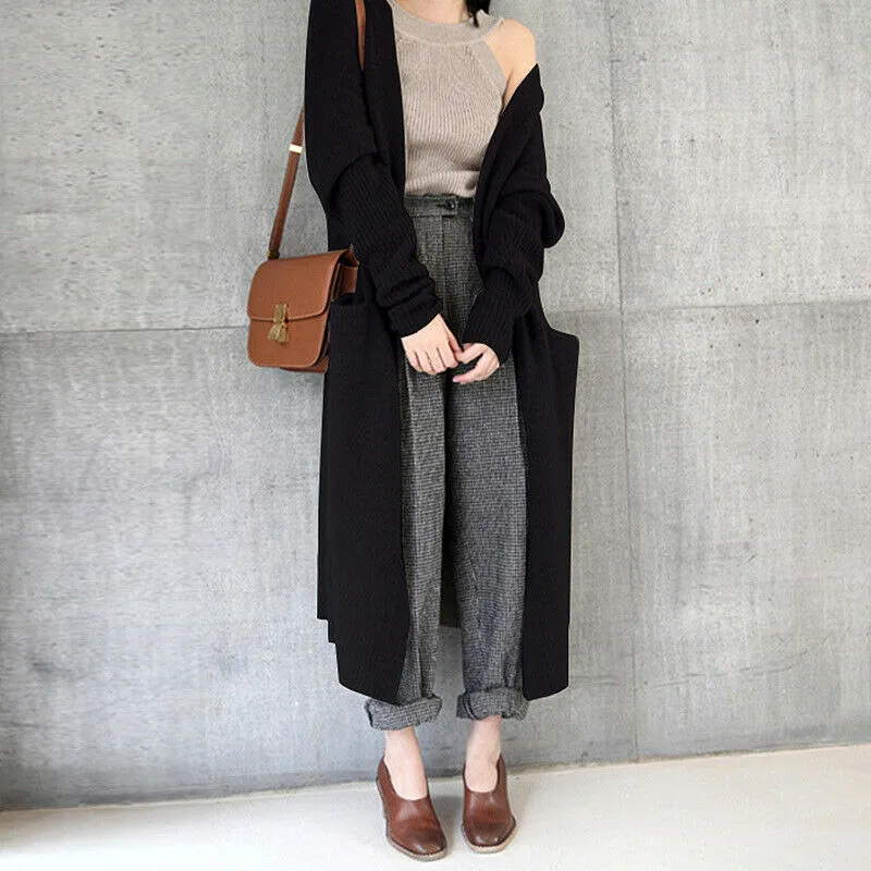 Женский Теплый кардиган с длинным рукавом Свободный вязаный в Корейском стиле