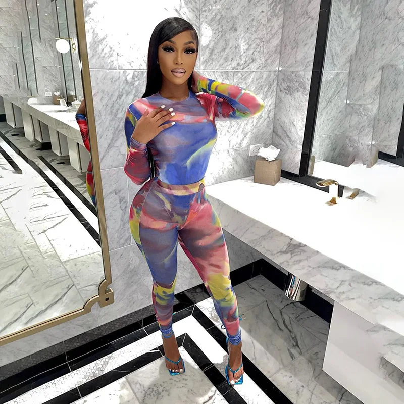 

Боди с воротником-стойкой, топ + леггинсы, комплект из двух предметов, сексуальный прозрачный сетчатый тренировочный костюм для ночного клу...