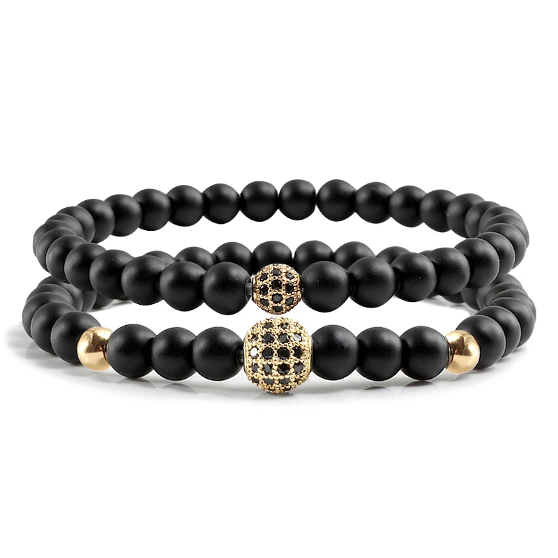 Натуральный камень эластичный браслет микро Pave CZ Диско Шар матовые Подвески