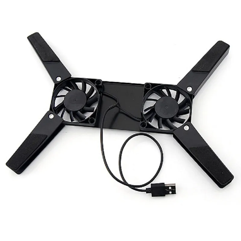 

Laptop Desk Support Dual Cooling Fan Notebook Computer Stand Foldable USB Rack Holder Black Laptop Heat Dissipation Stand