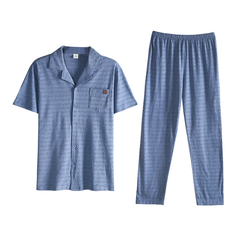 Пижама мужская хлопковая с длинным рукавом роскошная Домашняя одежда пижама