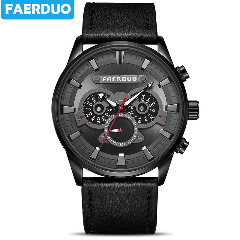 Часы наручные мужские кварцевые из натуральной кожи повседневные модные