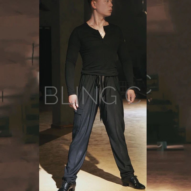 Брюки мужские для латиноамериканских танцев мягкие стандартные черные брюки