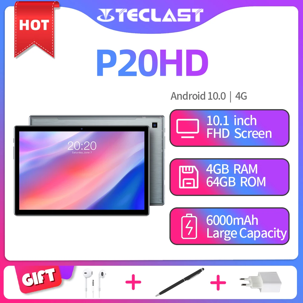 

Tablet P20HD 10.1" 4G Network Android 10 Octa Core 1920x1200 SC9863A 4GB RAM 64GB ROM AI Speed-up Tablets PC Dual Wifi Tablet