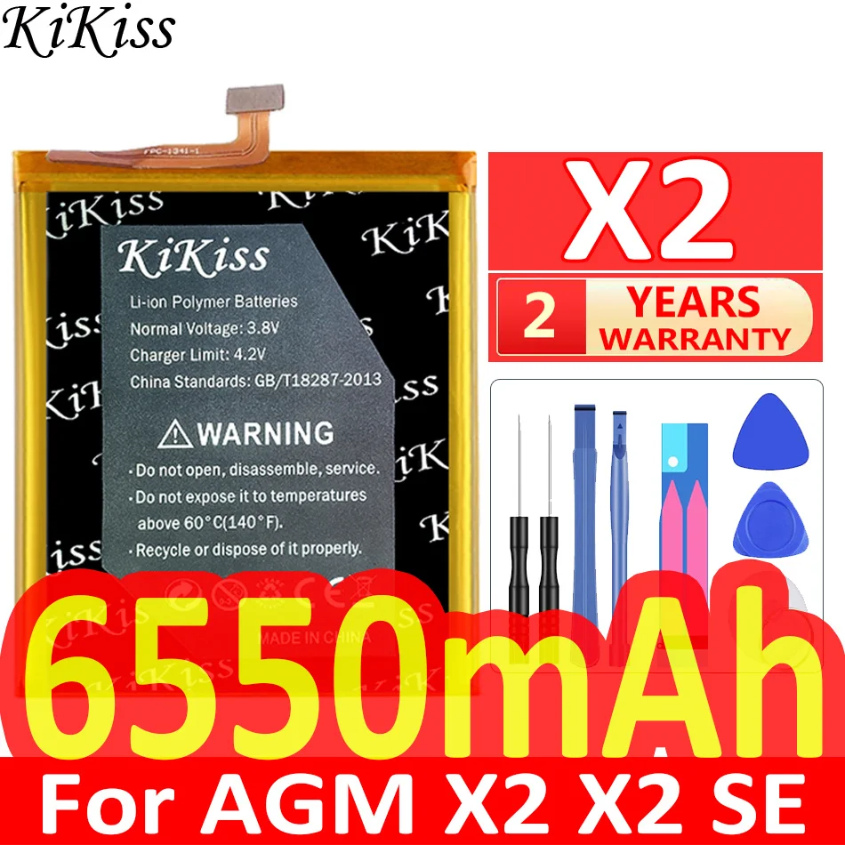 

6550mAh KiKiss Powerful Battery For AGM X2 /X2 SE Replacement Accessory Accumulators