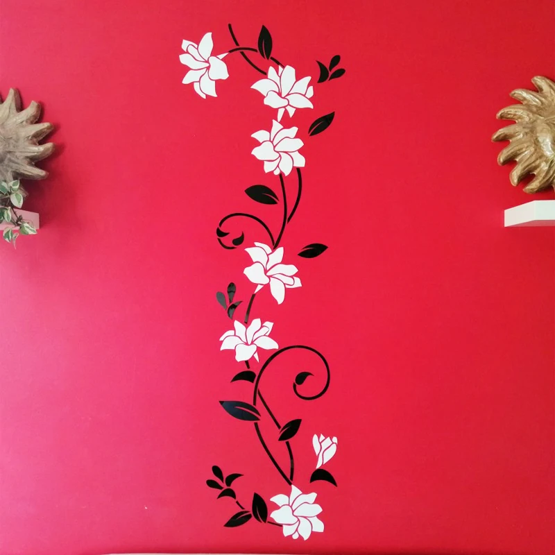 Новое поступление розовый акриловый цветок хрустальные настенные наклейки для