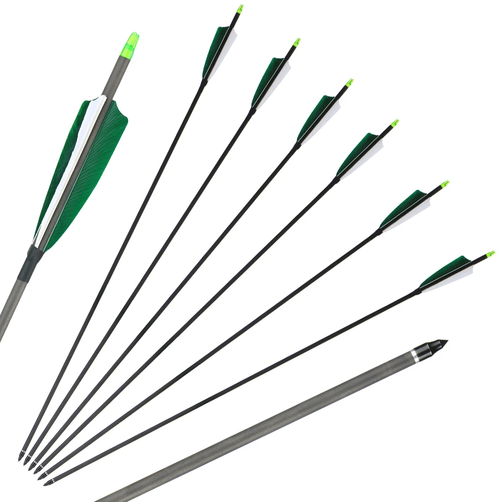 Стрелы из чистого карбона для охоты 31 дюйм стрелы стрельбы лука 400 лук с рифленым