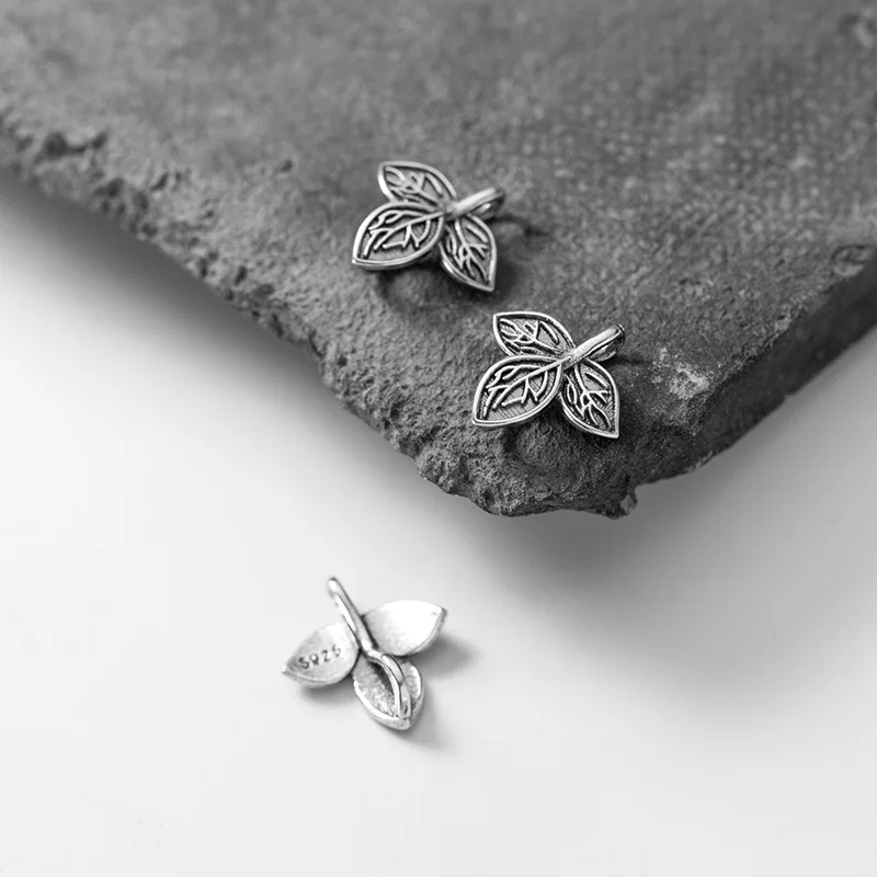 Кулон листья из тайского серебра 925 пробы для браслета|Ювелирные шармы| |