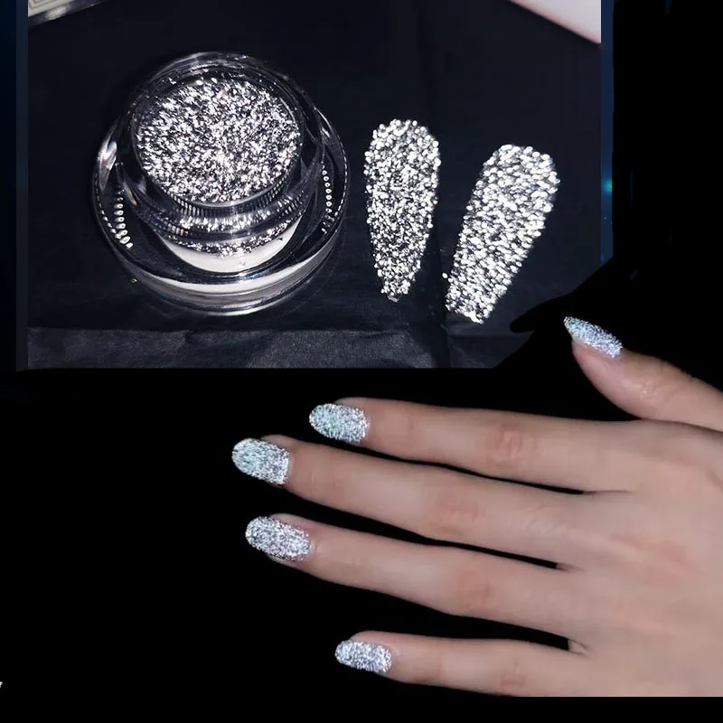 

Silver Reflective Nail Disco Glitter Nail Reflective Glitter Powder,Nail Powder Dust Glow In The Dark 1 Box Reflective Glitter