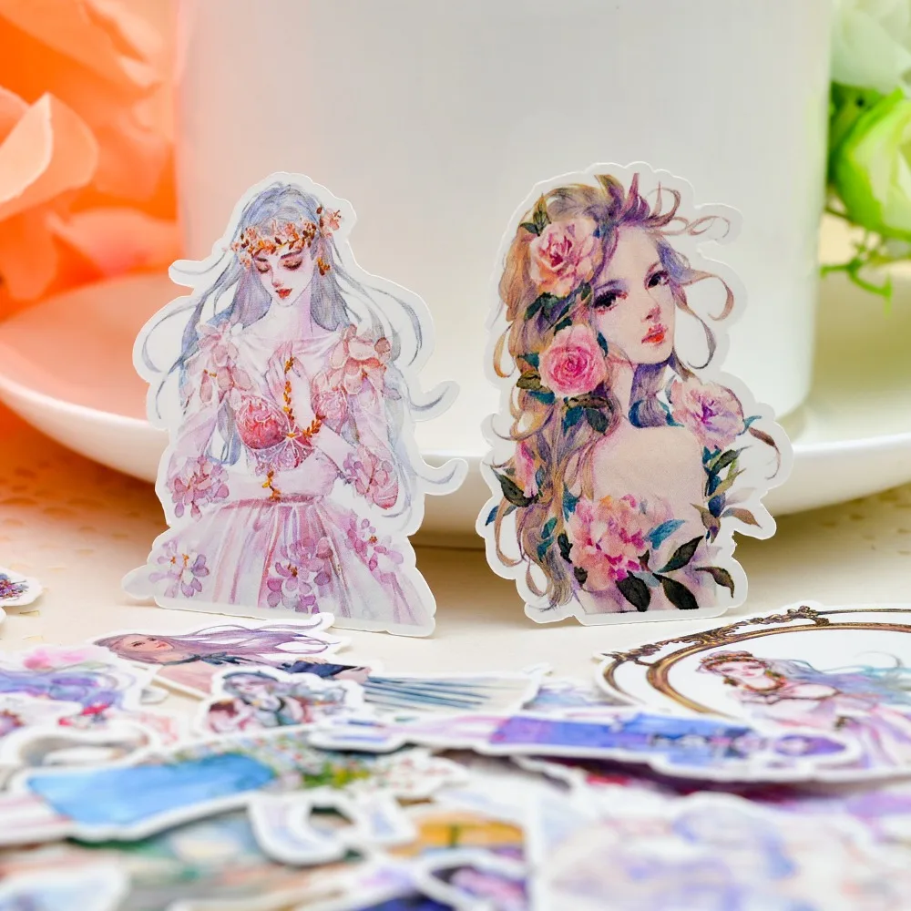 

33pcs Watercolor Flowers dancing girls stickers Diary Notebook Planner /Handbook DIY letter adesivos Flower journal Sticker