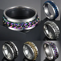 high quality cool stainless steel rotatable men ring spinner chain punk women jewelry party gift wholesale dropshipping