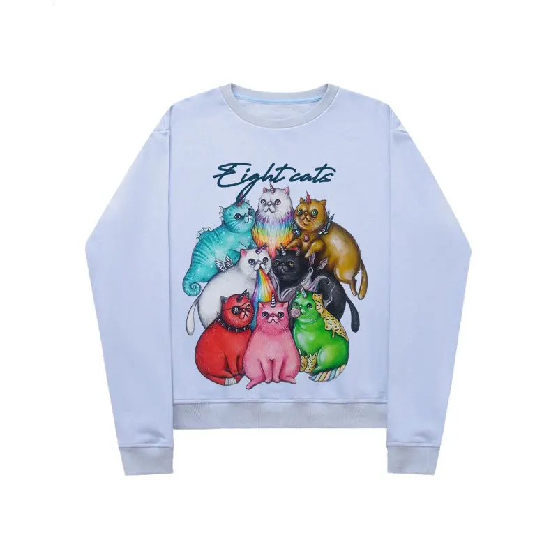 Пуловер с круглым вырезом в стиле хип хоп тонкий Радужный градиентный ins super fire cec