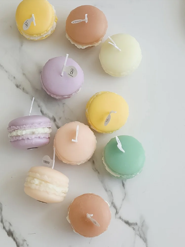 

1pc Handmade Macarone Style Lovely Candle Scented Wedding Center Aromatherapy Ornaments Boutique Shop Living Room Decorations