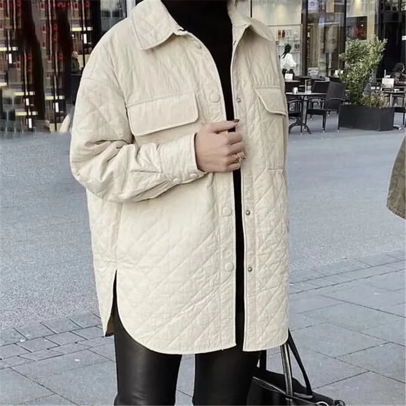 

Merodi Женская мода с двумя передними карманами клетчатая текстура Длинные куртки Шикарная Леди покрытые пуговицами Осенняя бежевая Свободна...