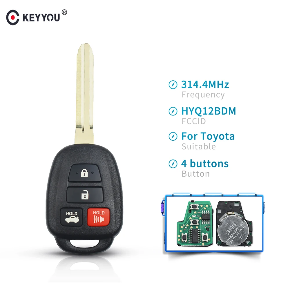 

KEYYOU For Toyota Camry Corolla 2012-2017 314.4Mhz Car Remote Control Key With G Chip optional 4 Buttons For Toyota HYQ12BDM
