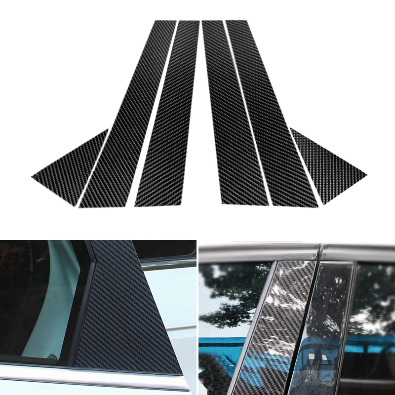

Car Styling Real Carbon Fiber Window B-pillar Molding Cover Trim For Audi A3 A4 A6 Q5