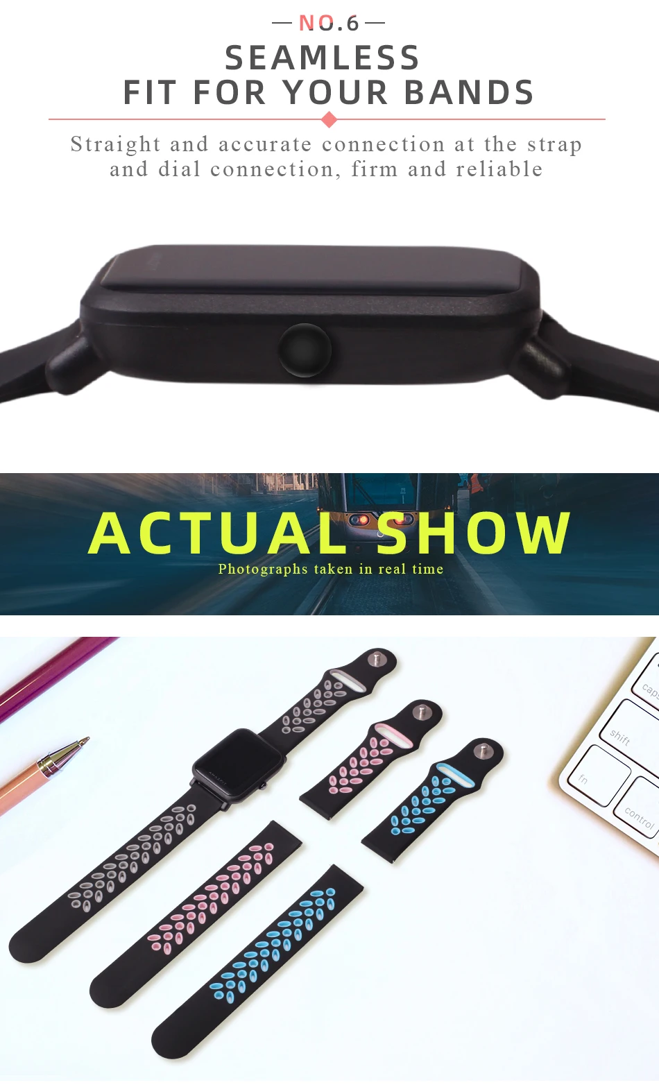 BOORUI amazfit bip ремешок 20 мм силиконовый ремешок дышащий спортивный пояс для xiaomi amazfit bip youth/huawei Watch2/Watch2 Pro