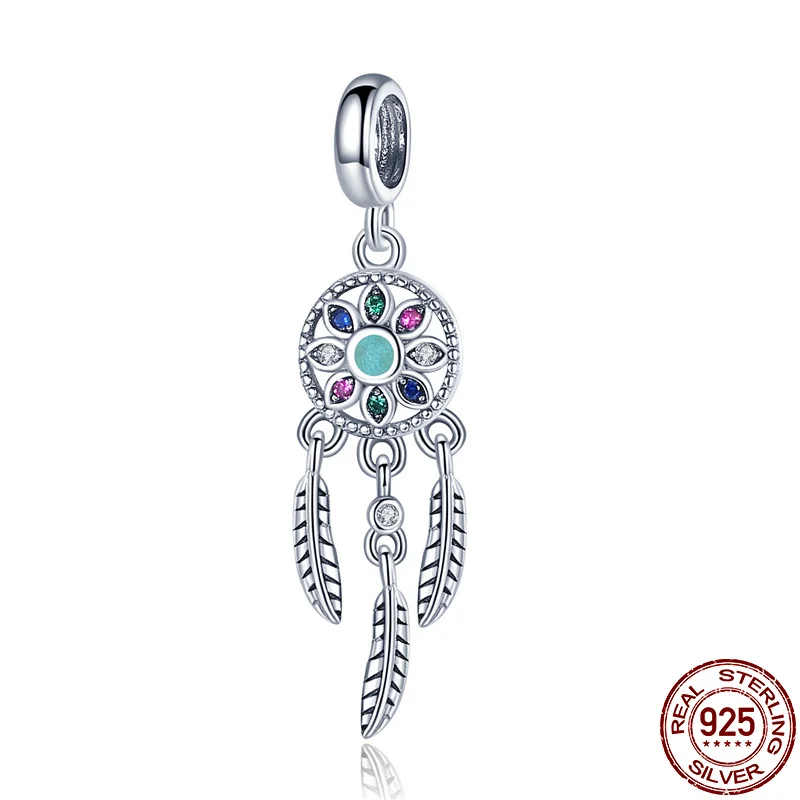 S925 Стерлинговое Серебро Сияющий Ловец снов серии Шарм Подходит оригинальный 3 мм