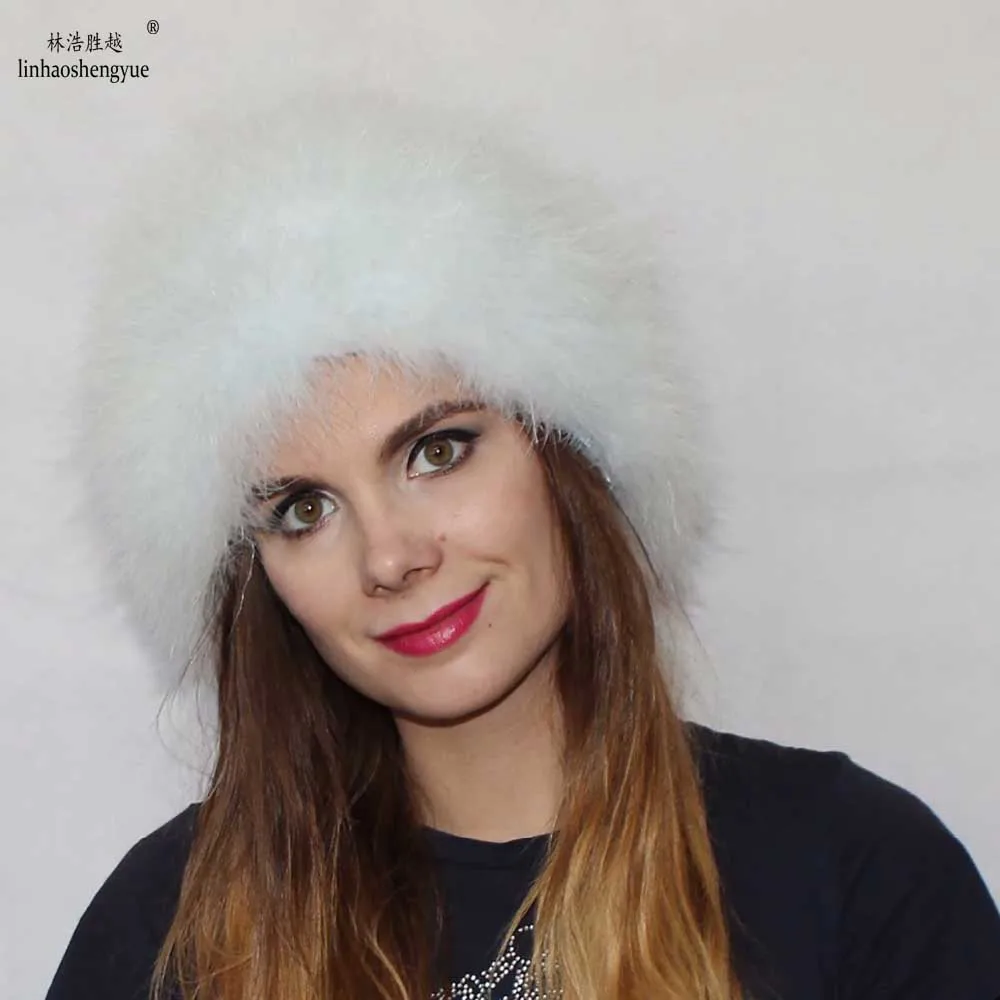 Шапка Linhaoshengyue из страусиного меха зимняя теплая бесплатная доставка - купить по
