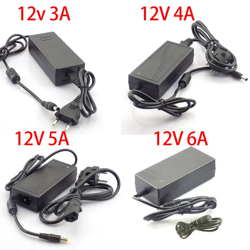 AC DC 240V 12V 3a 4A 5A 6A 8A US EU Plug Светодиодный Мощность адаптер питания Зарядное