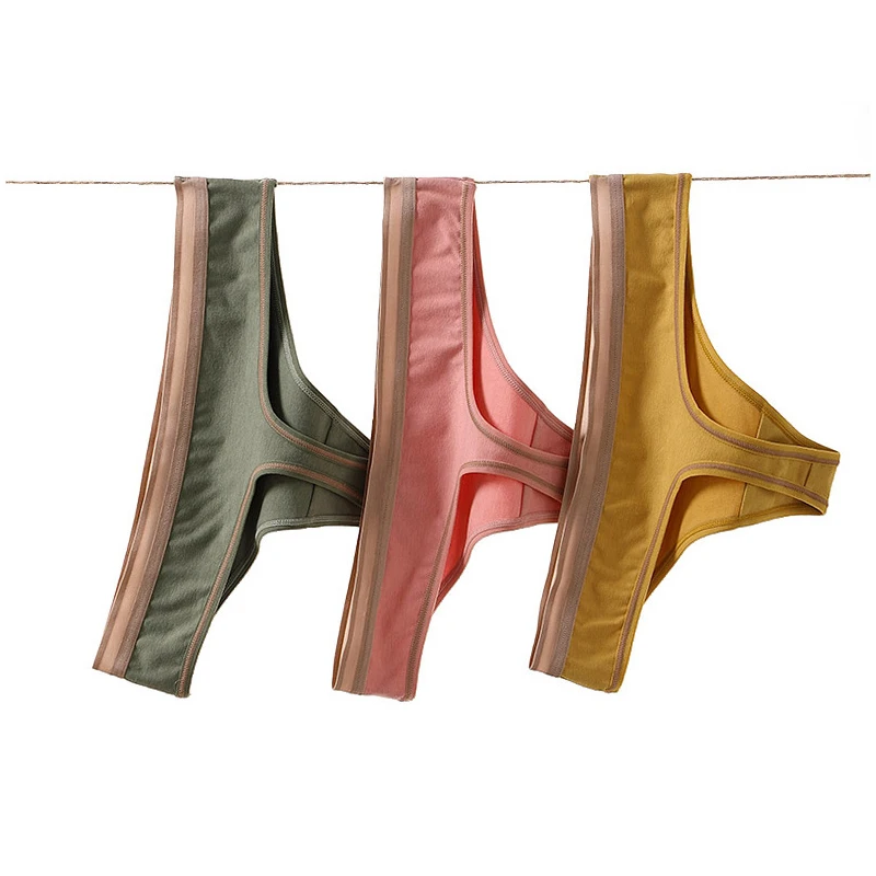 

Three Pcs/set Woman Sexy Thongs Sports Panties Cotton Silk Antibacterial G-string Ladies Underwear Lingerie Sexy Underwear Women