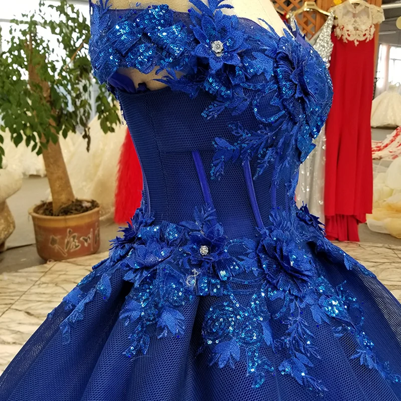 LS1440 3d цветы тюль голубой вечернее платье с плечом возлюбленный зашнуровать назад