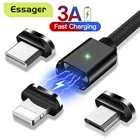 Магнитный кабель Essager USB C для iPhone 12, Samsung Redmi, быстрая зарядка, кабель Micro мобильный телефон, магнитный кабель Type C, USB-провод для передачи данных, шнур
