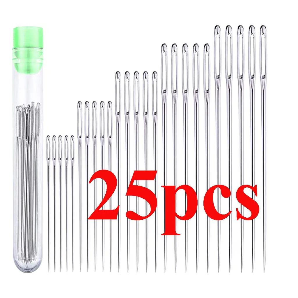 

25pcs 4-6cm Household Sewing Machine Needles Big Holes Sewing Needle Home Hand Sewing Tools With Needle Bottle Needlework New