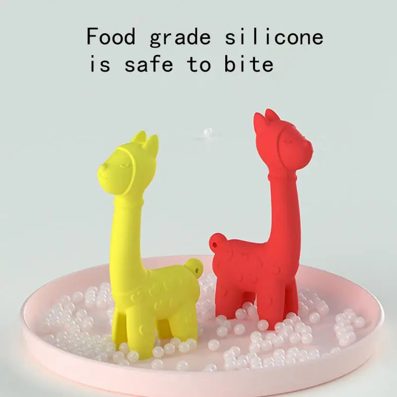 

Brand New Baby Teether Food Grade Silicone Chews Oral Care Gift Toy Giraffe Model Teether Molar Stick Gift For Baby