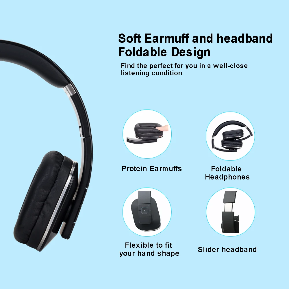 

Bluetooth Wireless Headphones 2Mic ENC Gaming HiFi Leather overear Long battery headphones cancelation low latency 40ms