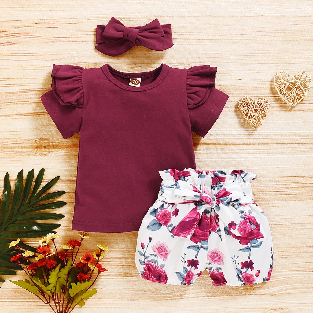 Одежда для новорожденных с рюшами и рукавами-крылышками топ оборками маленьких