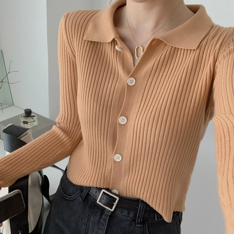 

Women Cardigans Short Sweater Solid Loose Simple Korean Fashion Style Trendy Office Lady Slim Basic All-match Fit Newest Soft