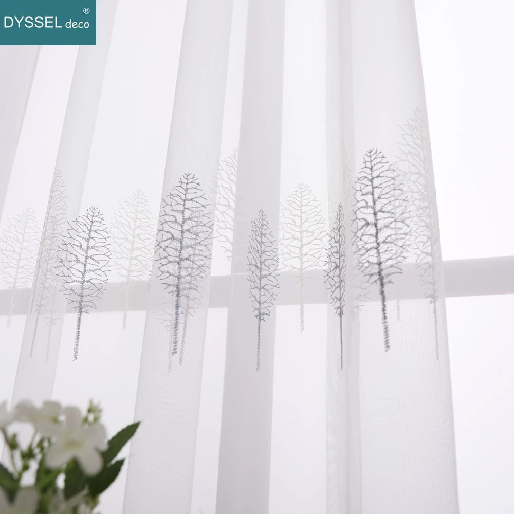 Современные прозрачные шторы из вуали с цветочной вышивкой в европейском стиле