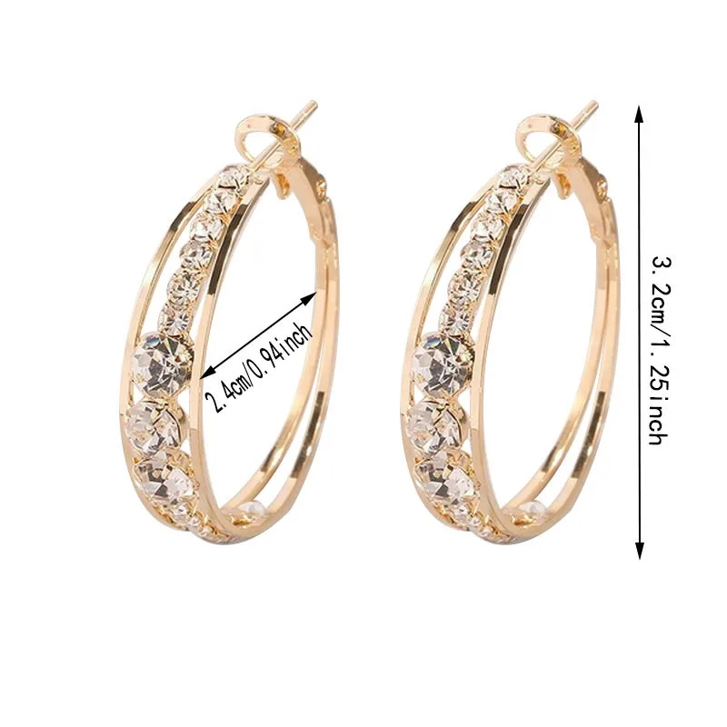 

New Exaggerate Zircon Temperament Big Size Hoop Earrings Ear Clips Round Loop Earrings For Women Jewelry Boucle Oreille Femme L*