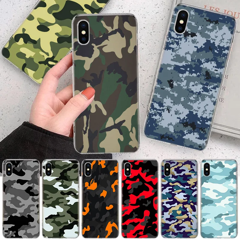 

Camouflage Camo Army Phone Case For iPhone 14 11 12 13 Pro Max Xr X Xs Mini 8 7 Plus 6 6S SE 5S Soft Fundas Coque Shell Cover