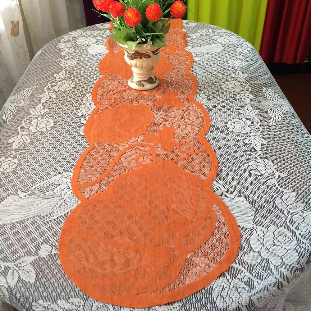 День благодарения Тыква кленовый узор кружевная скатерть каминная занавеска