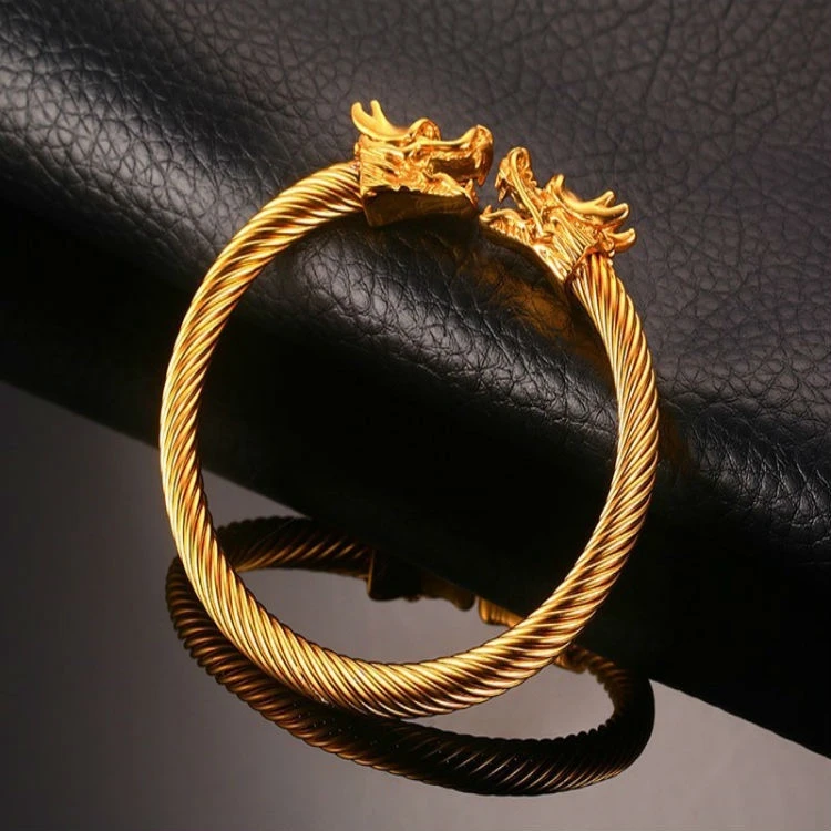 

Domineering Gold Plated Dragon Head Bangle Bracelet for Motorcycle Party Punk Open Animal Bangle Men Women Fashion Jewelry Gifts