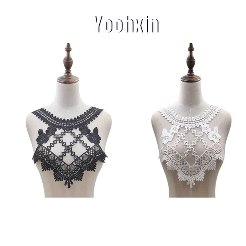 Популярная хлопчатобумажная белая черная вышивка Цветочная искусственная