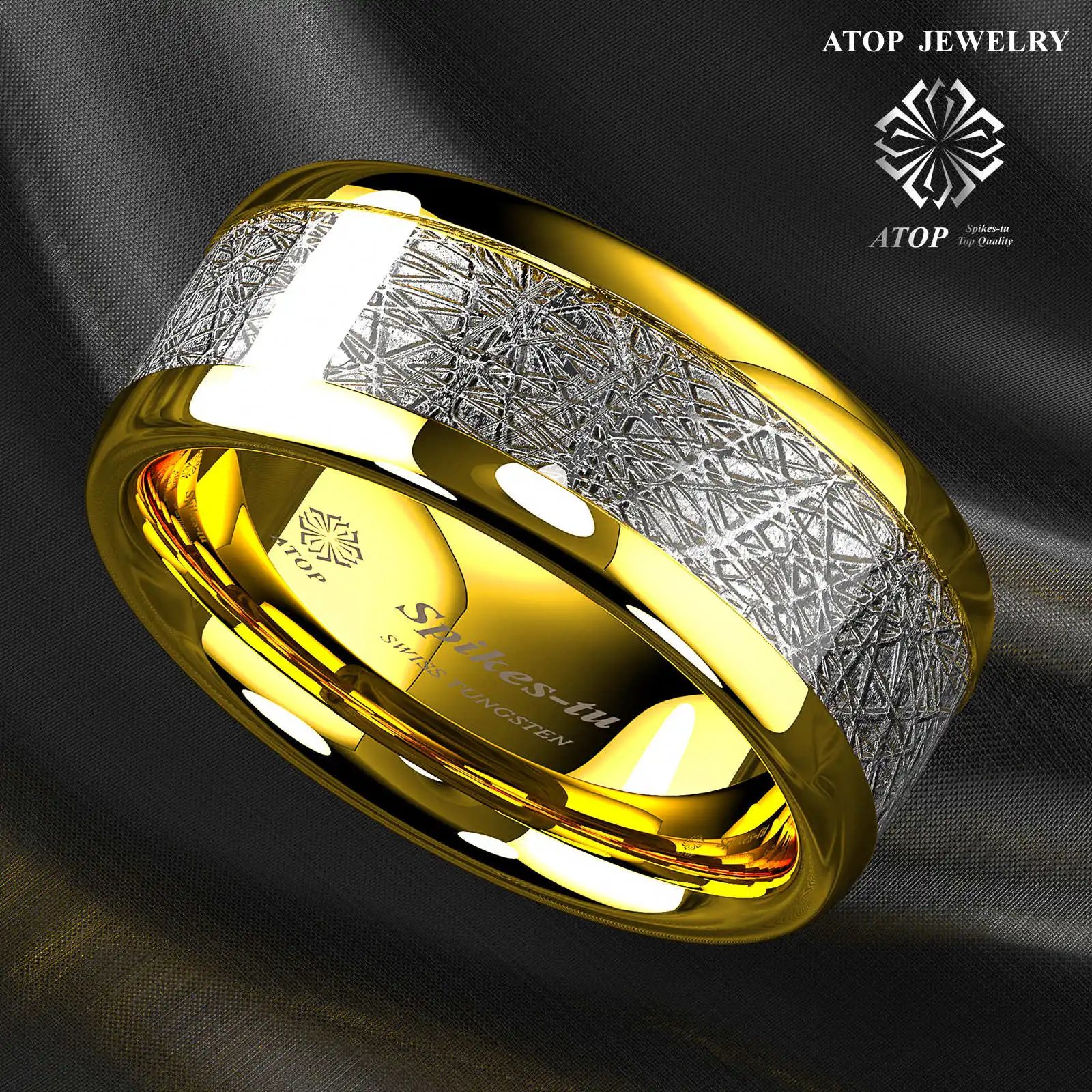8mm altın Dome Tungsten yüzük güzel gümüş kakma düğün Band yüzük ATOP takı ücretsiz kargo