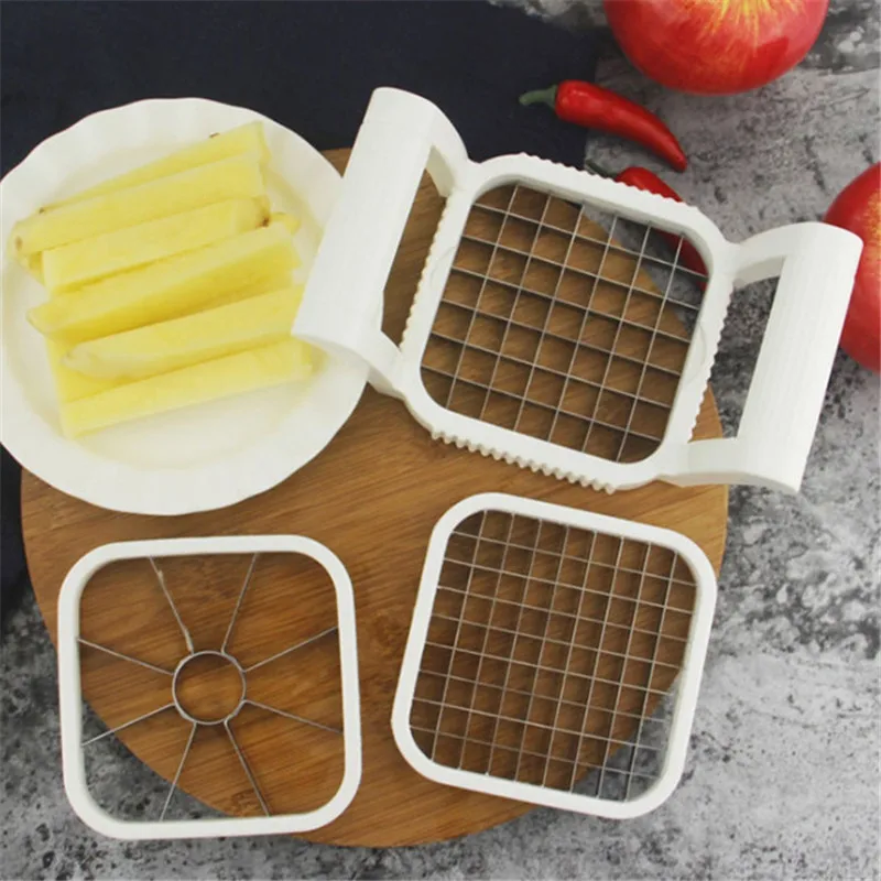 

Newest 3 IN 1 Stainless Steel French Fry Cutter Great Kitchen Tools Manual Potato Shredder Multifunction Vegetable Fruit Slicer
