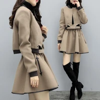 skirt suit new womens autumn and winter two piece skirt woolen coat short short skirt skirt casual fashion suit female trend