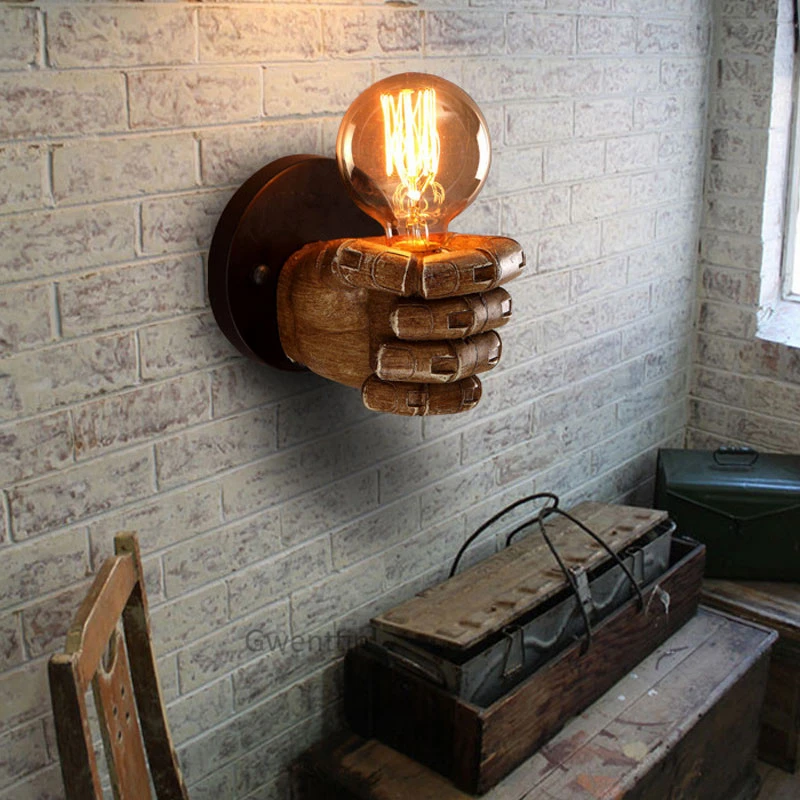 Креативные Настенные светильники из смолы в виде кулака настенные стиле ретро