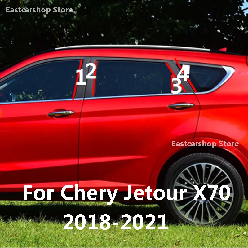 

Car Middle Column PC Window Trims Decoration B C Pillar Black Strip Sticker Cover for Chery Jetour X70 X70S 2018 2019 2020 2021