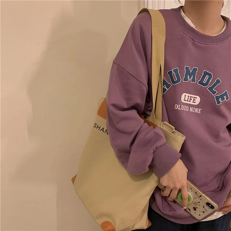 

3921, Корейский простой однотонный Свободный пуловер с круглым вырезом, свитшоты с длинными рукавами