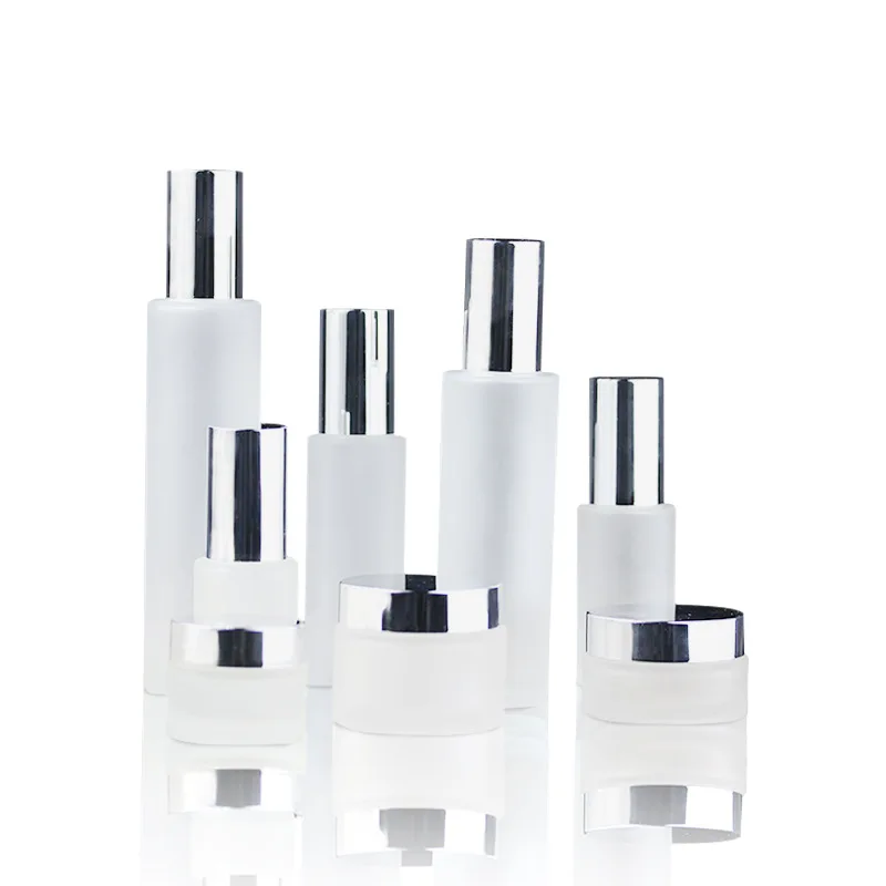 Бутылка из морозного стекла пустой косметический упаковочный контейнер флаконы