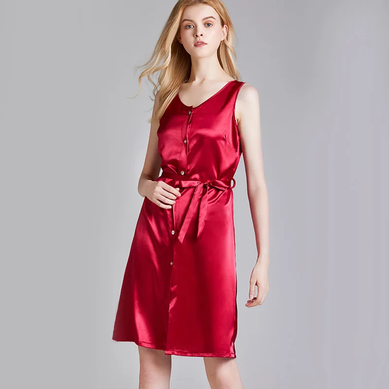 

Women's Sexy Sleepwear Silk Stain Chemise Nightgown Female Summer Nightwear Ladies Lingerie Pyjama Sleep Dress Slipdress Nighty