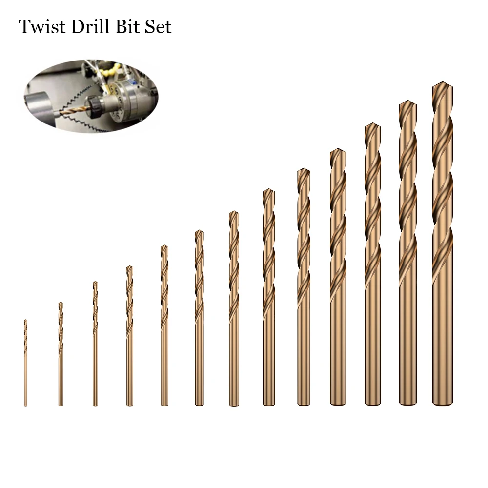 

13 Pcs Twist Drill Bit Set Cobalt High Speed Steel Twist Drill Bit for Woodworking Plastic and Aluminum HSS Drill Bit 1.5-6.5mm
