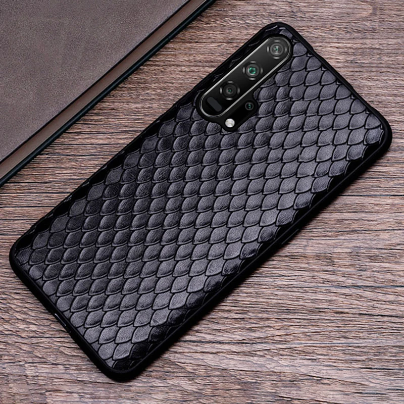 Leather Phone Case For Huawei P30 P40 P20 lite nova 5t Honor 20 pro 9 10 10i 8x 9x Cowhide Fish scale texture | Мобильные телефоны