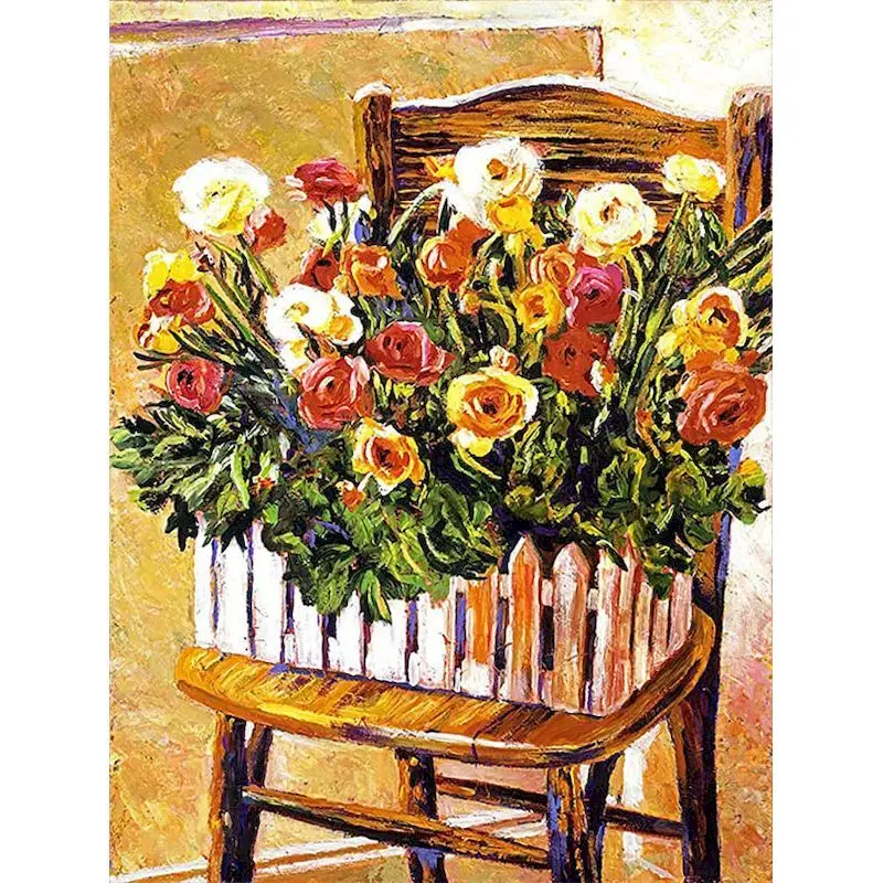 

GATYZTORY Frame flower Painting By Numbers Canvas Colouring Landscape Handpainted Artwork Diy Gift Home Wall Decor 60Ã—75cm