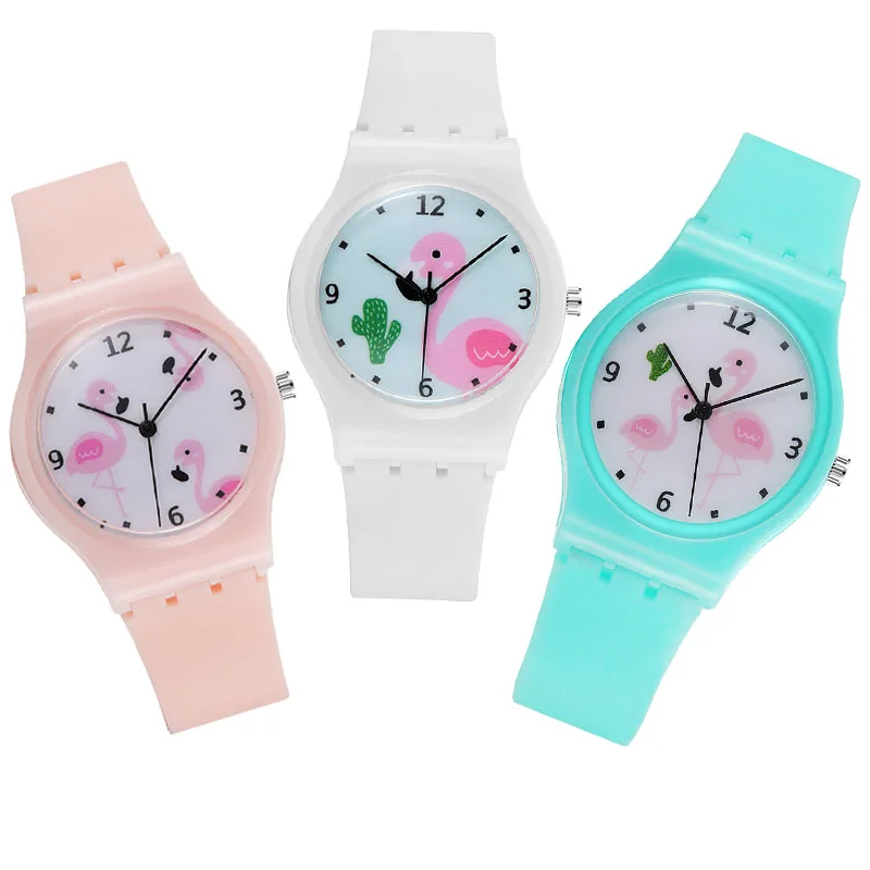 

2021 Flamingo Watch Girl Student Quartz Watches Silicone Strap Kids Wristwatch Boys Gift Toy Baby Clock Relogio Infantil Menino
